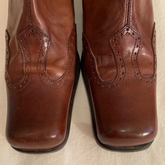 Shelly's London Brown Square Toe Zip Up Booties Size 5.5 - Picture 10 of 16